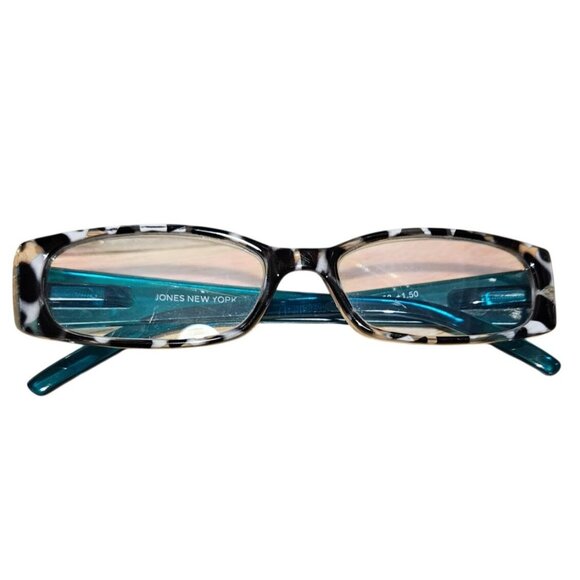 Reading Glasses Frame Jones New York Women's Rectangular +1.50 Tortoise & Teal - Picture 1 of 9